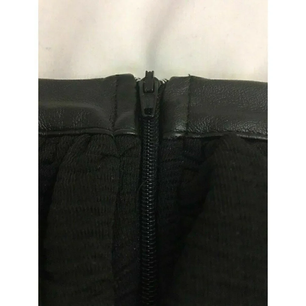 Zara Womens Solid Black Faux Leather Trim Pencil Skirt Small